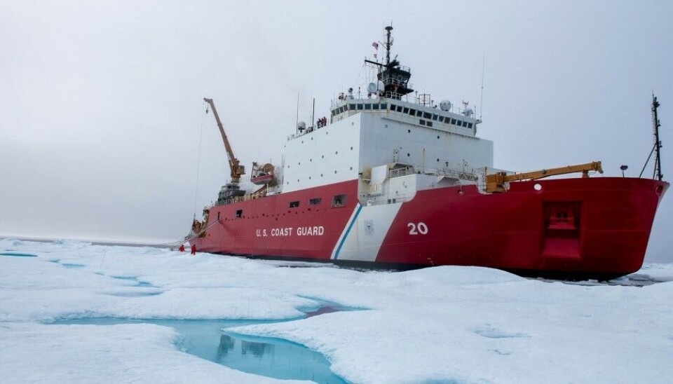 U.S icebreaker and coast guard vessel Healy is on last year's historic voyage from Alaska to Norway. Now, the U.S and Canada want more icebreakers. Photo: U.S Coast Guard on Facebook