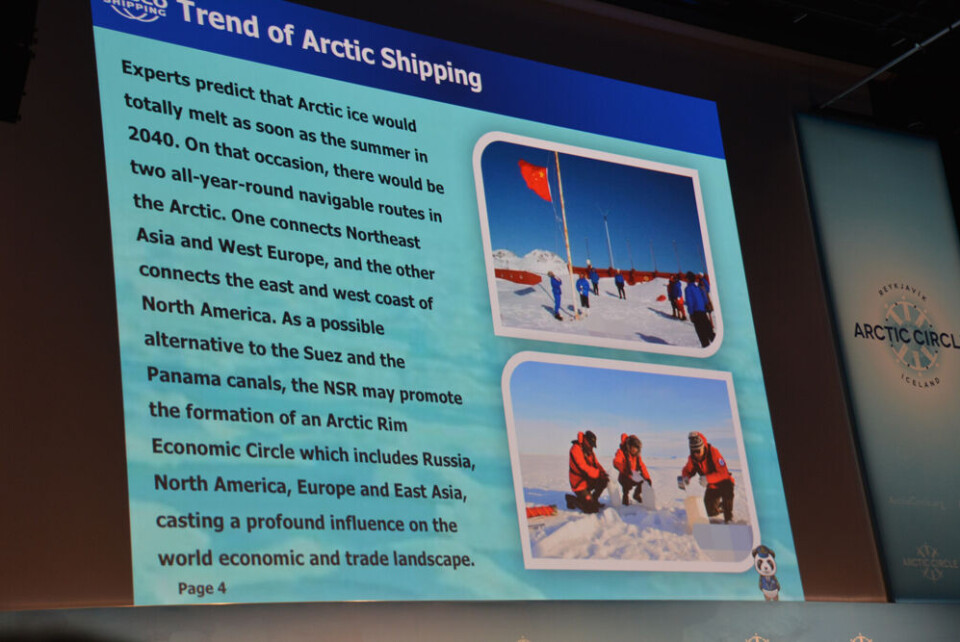 From presentation of COSCO deputy leader Ding Nong. Photo: Atle Staalesen