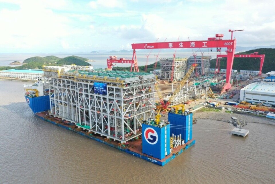 The 'GPO Grace' departed the Wison Offshore & Marine yard in China on August 19 and is now sailing towards Murmansk via the Northern Sea Route. Photo: GPO Heavylift