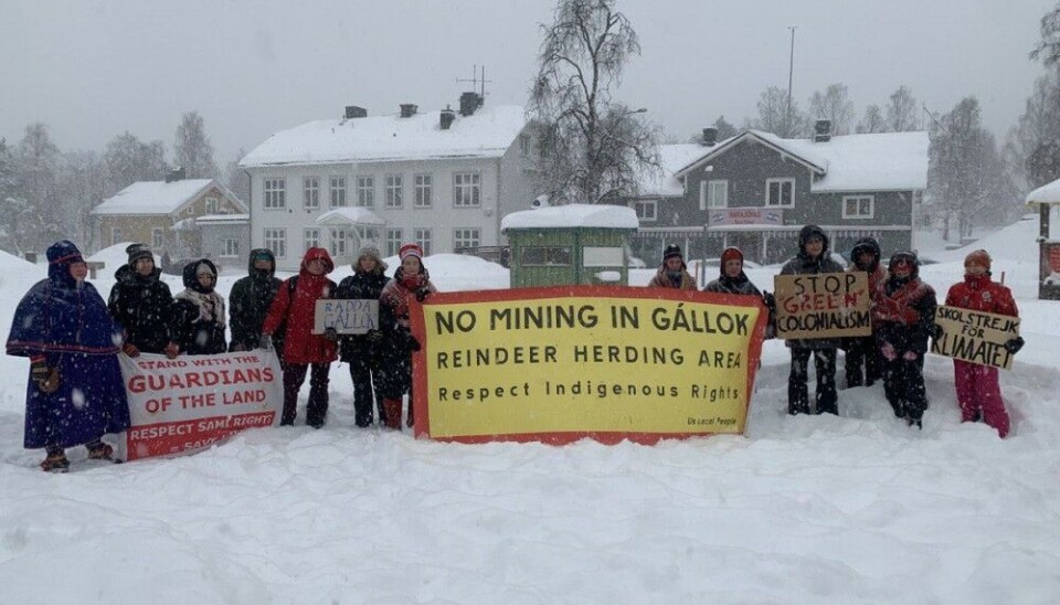 Protests against the mining plans in Kallak have been going on for years in all kinds of weather conditions. Photo: Twitter