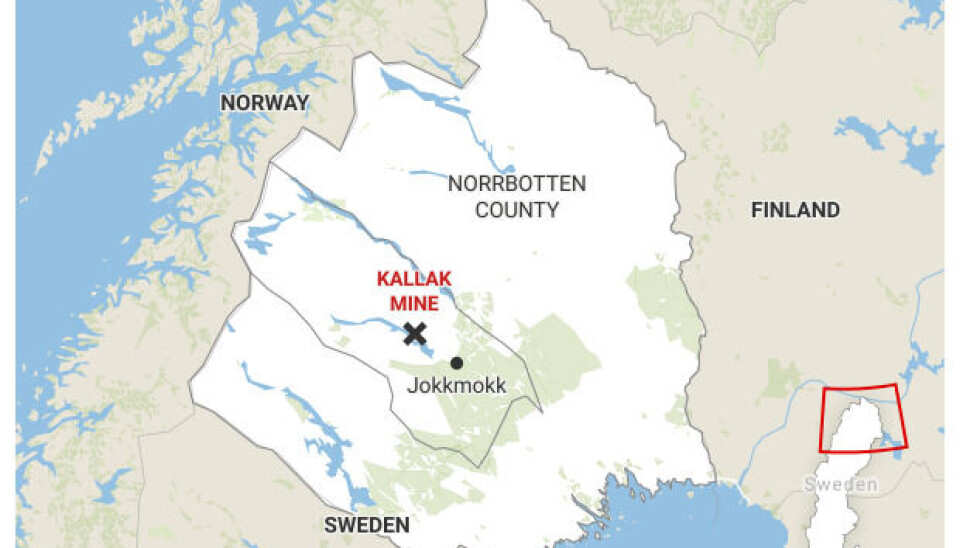 The Kallak mine would be located 40 kilometres west of Jokkmokk town, and 15 kilometres east of the Sarek National Park.