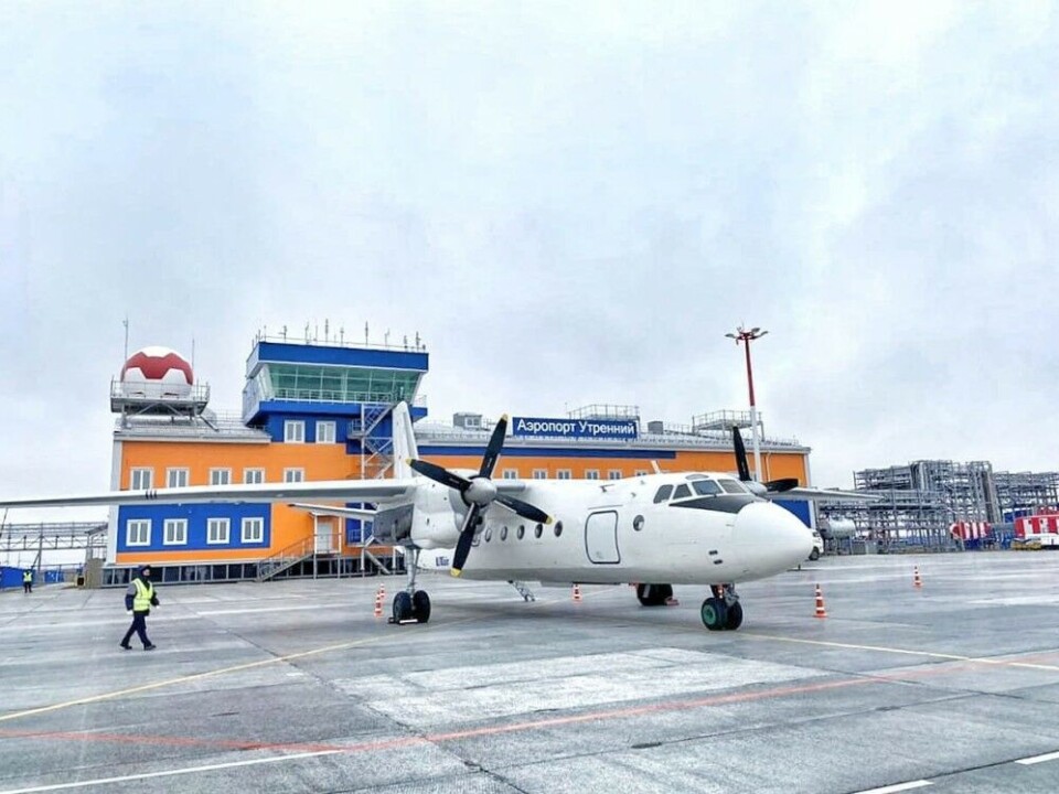The first plane in Utrenneye airport. Photo: Novatek