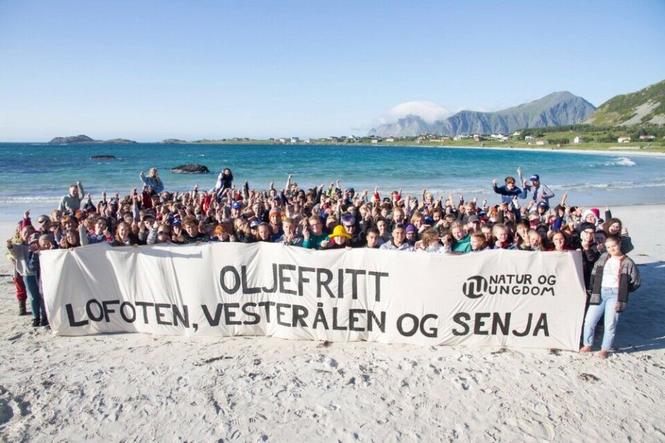 “Oil-free Lofoten, Vesterålen and Senja” is the main slogan for Nature and Youth’s summer camp. Photo: Amanda Iversen Orlich
