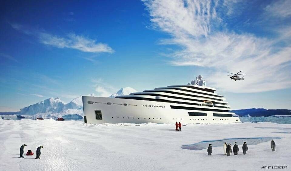 'Crystal Endeavor' will be the most luxury cruise vessel that ever has sailed in Antarctica or the Arctic. (Artist drawing by Crystal Cruises).