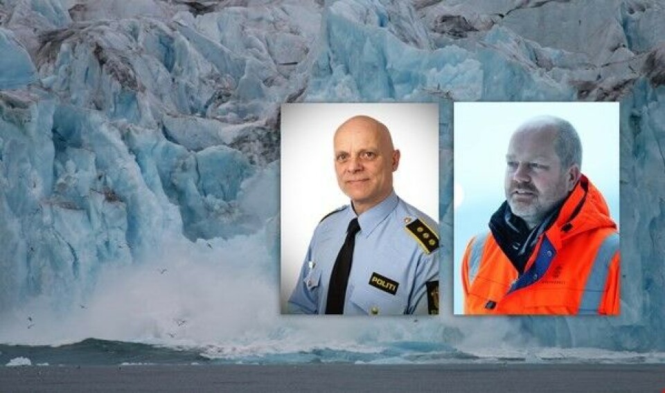 Police Chief Superintendent Jon Starheimsæter at Svalbard's administration and Johan Marius Ly, the NCA’s director of emergency preparedness. Photo: NCA