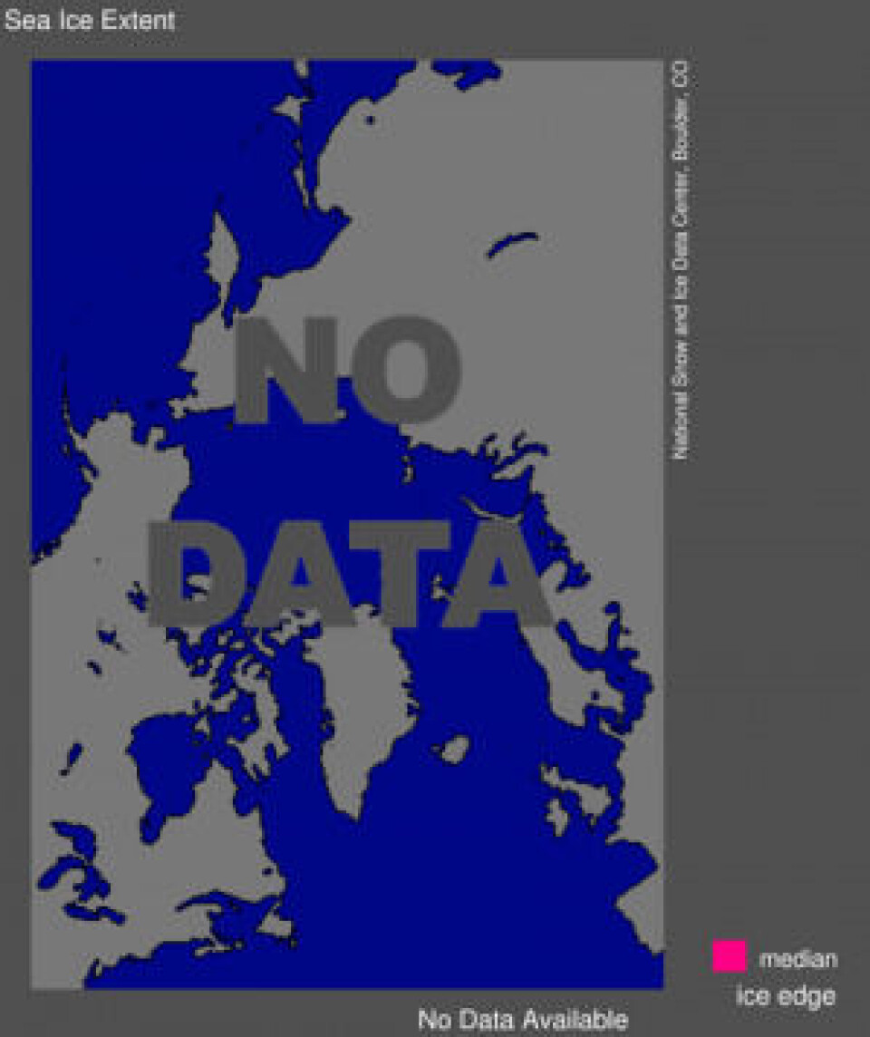 Daily sea ice extent updates from the National Snow and Ice Data Center are suspended until further notice. Map: NSIDC