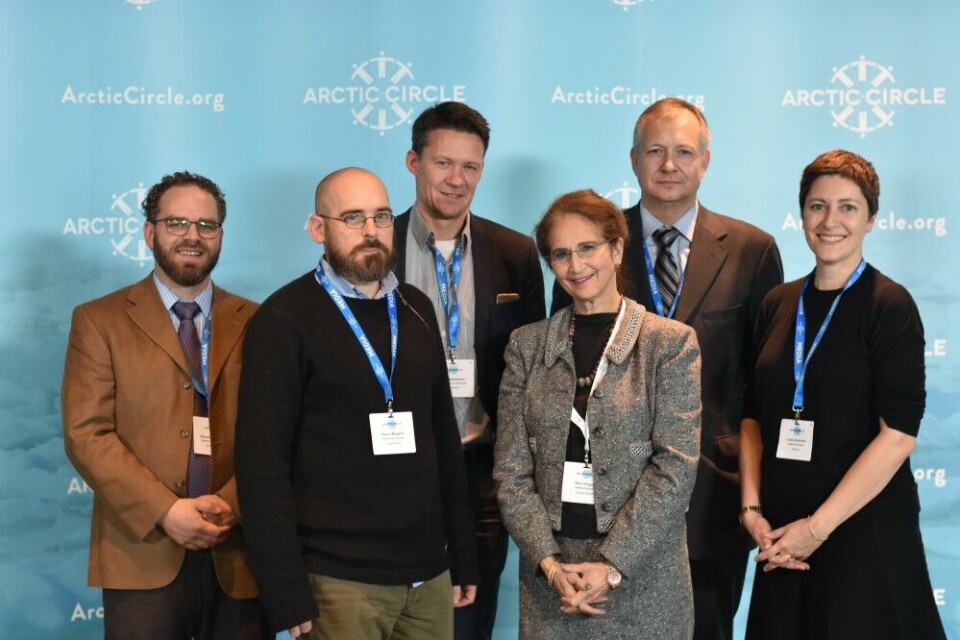 Arctic Now collaboration partners are (from the left) News Editor of Alaska Dispatch News Krestia DeGorge, Journalist with The Arctic Journal Kevin McGwin, Director of the Barents Observer Atle Staalesen, Publisher Alice Rogoff, Managing Director of Iceland Monitor Kristinn Tryggvi Þorleifsson and Journalist with High North News Linda Storholm. Photo: Thomas Nilsen