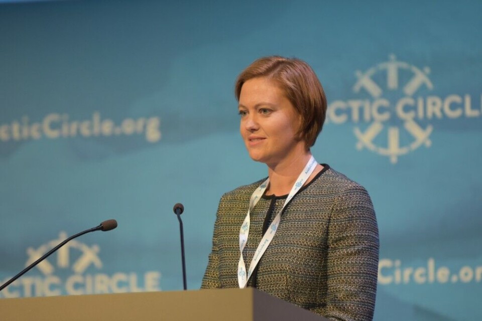 State Secretary Marit Berger Røsland speaking at the Arctic Circle conference in Reykjavik in October. Photo: Thomas Nilsen