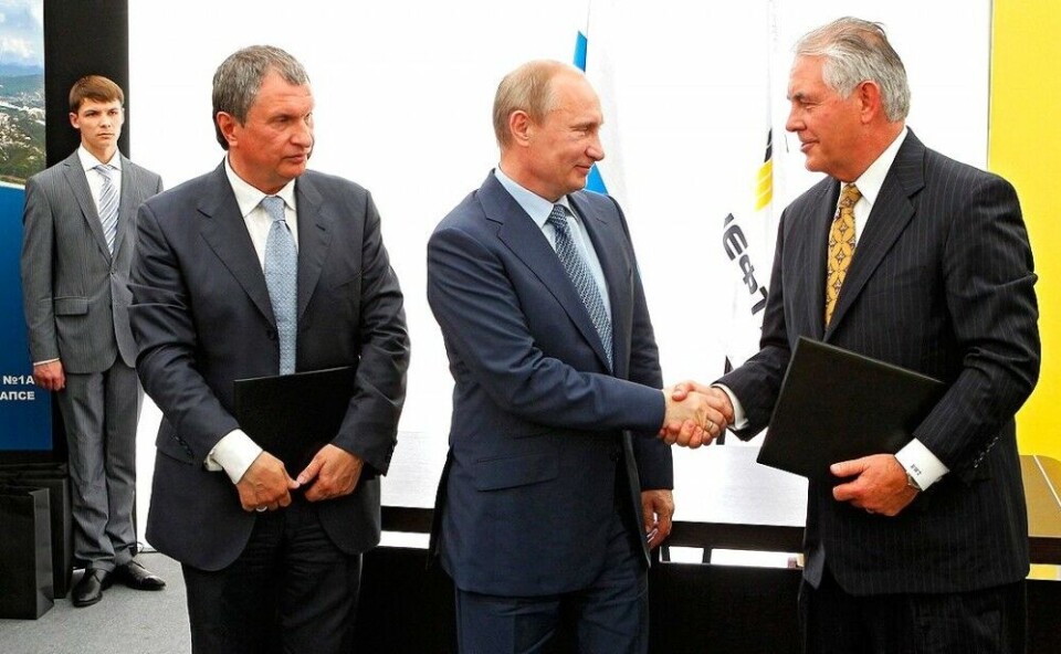 Rex Tillerson meets with Vladimir Putin and Rosneft leader Igor Sechin in 2012. Photo: kremlin.ru