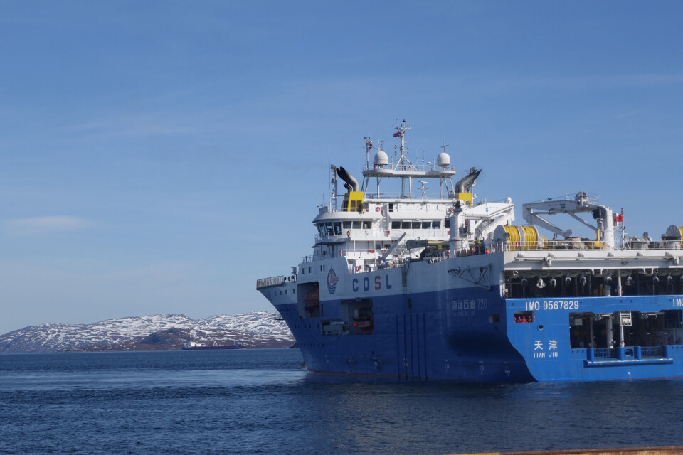Chinese seismic vessel “Hai Yang Shi 720” in Kirkenes, Norway. Photo: Atle Staalesen