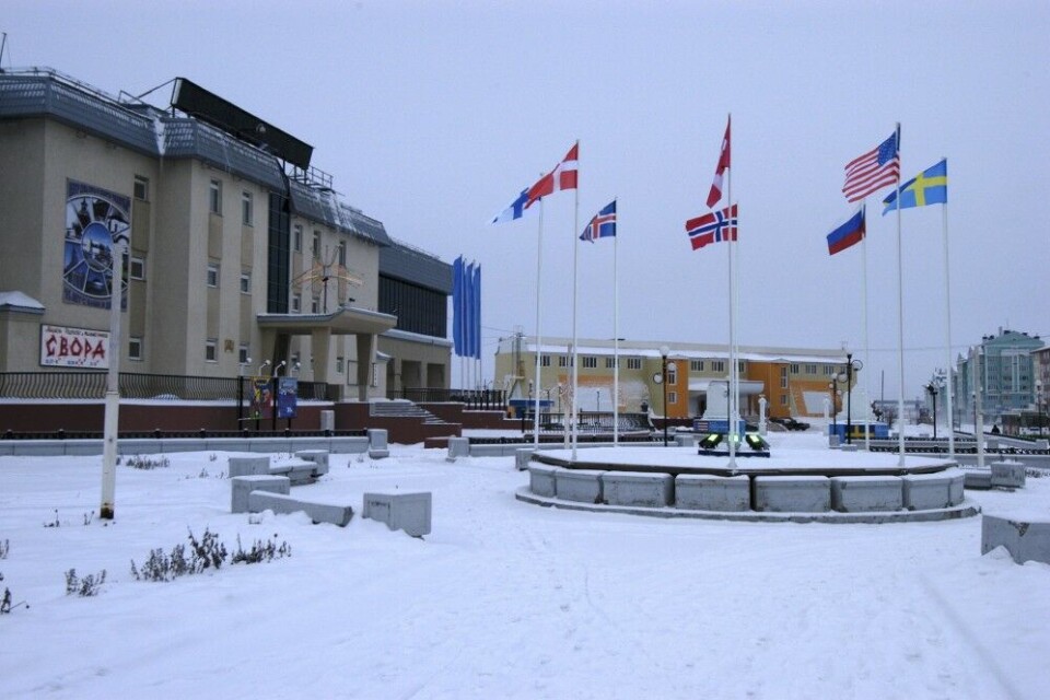 Arctic Council member state flags. Salekhard, Russia, 2006. Photo: Thomas Nilsen