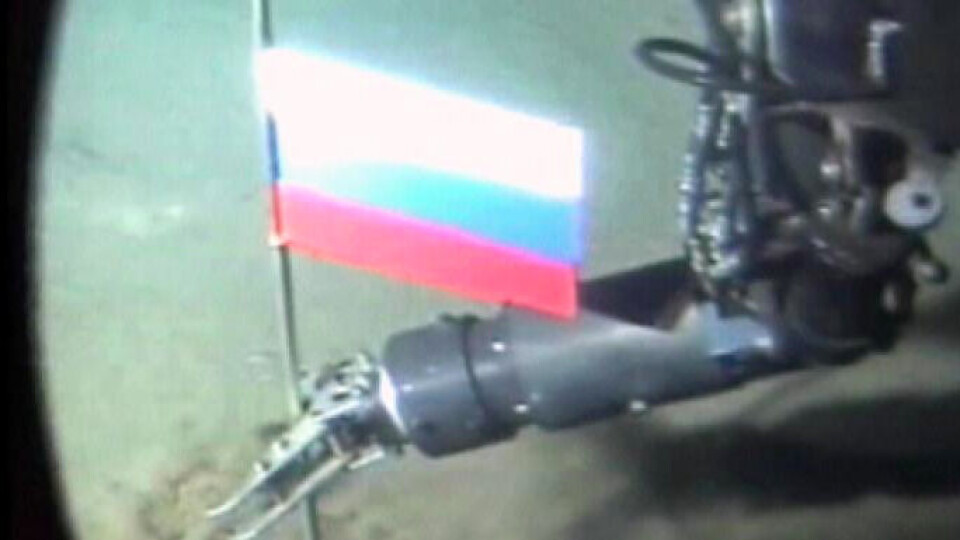 On August 2 2007, a Russian mini submarine staked the country's flag in the seabed at the North Pole, some 4,300 m under the surface. Photo: Russian Geographical Society