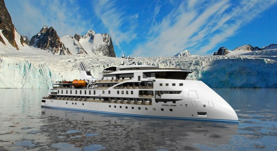 Several of the new Arctic cruise vessels use Ulstein's so-called X-BOW ship design. Photo illustration: sunstoneships.com