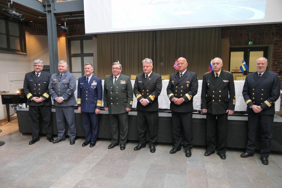 Representatives of the coast guards of Canada, Denmark, Finland, Iceland, Norway, Sweden, the Russian Federation and the United States, gathered in Oulu, Finland last week for a series of meetings of the Arctic Coast Guard Forum (ACGF) Experts and Principals. Photo: Finnish Border Guards/Twitter