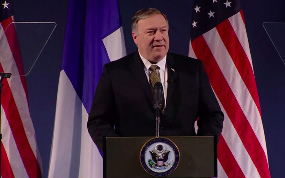 U.S. Secretary of State Mike Pompeo speaking in Rovaniemi, Finland on Monday before the Arctic Council Ministerial.