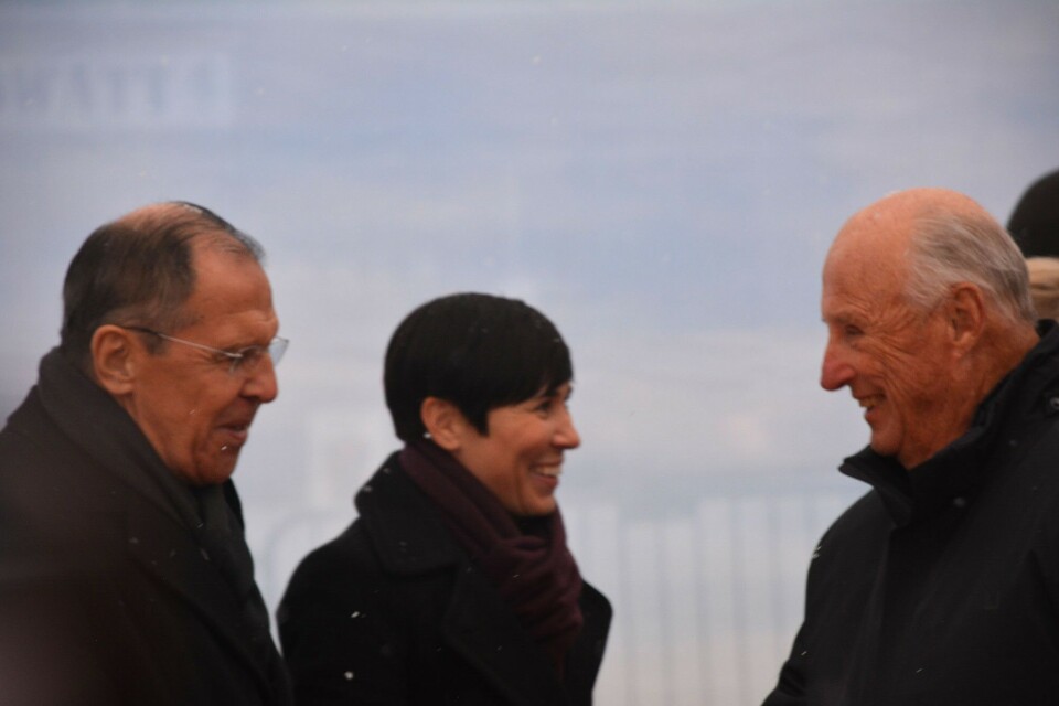 Sergey Lavrov, Ine Eriksen Søreide and King Harald of Norway. Photo: Atle Staalesen