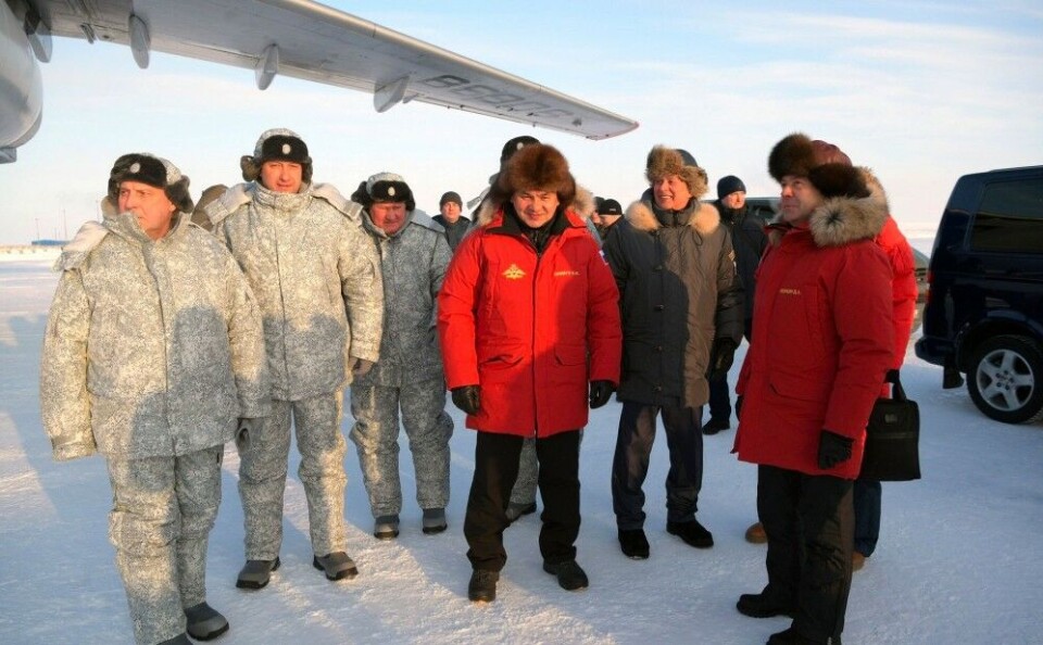 Defence Minister Sergey Shoigu (center) in the high Arctic. Photo: Kremlin.ru