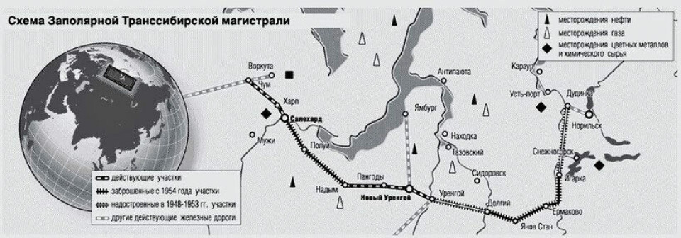 The Transpolar Mainline stretches from Salekhard in the west to Norilsk in the east. Map by travelask.ru