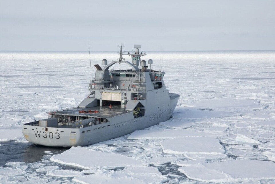 KV Svalbard is Norway's largest Coast Guard vessel and has icebreaker capabilities. Photo: Marius Vågenes Villanger / Forsvaret