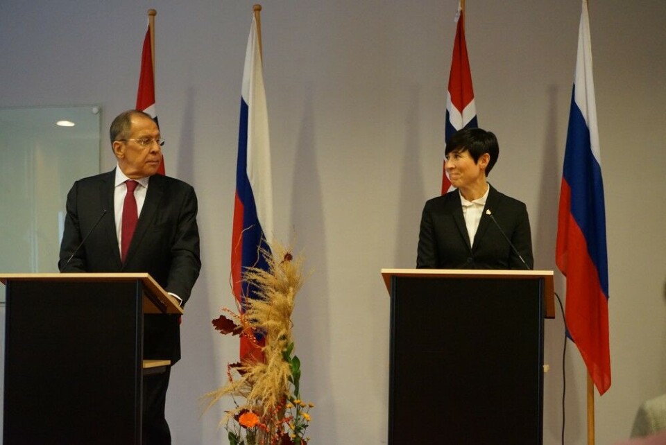 Sergey Lavrov and Ine Eriksen Søreide met last time in Kirkenes in October 2019. Photo: Thomas Nilsen