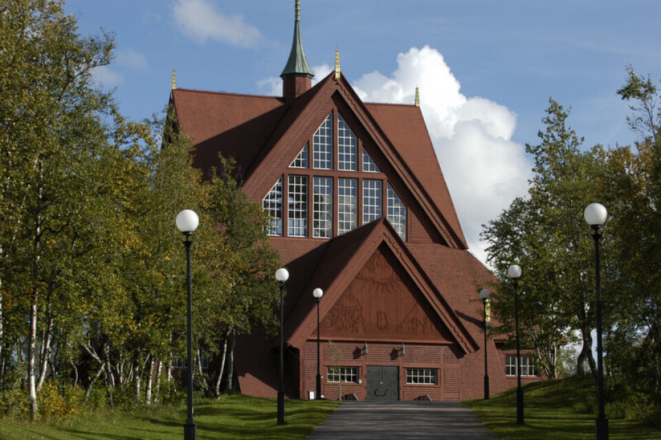 Kiruna church is today located on the top of a hill. Photo: Thomas Nilsen