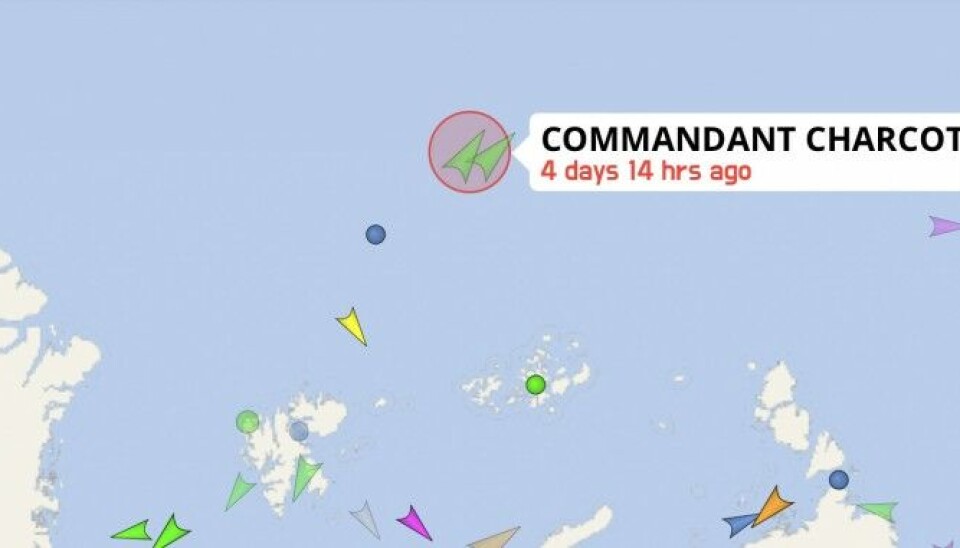 Le Commandant Charcot meets 50 Let Pobedy in Arctic waters in middle of August 2023.