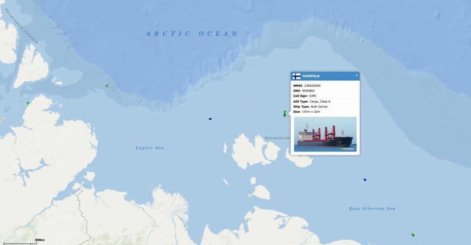 Finnish bulk carrier Kumpula has been trapped for weeks north of the New Siberian Sea along with three other vessels.