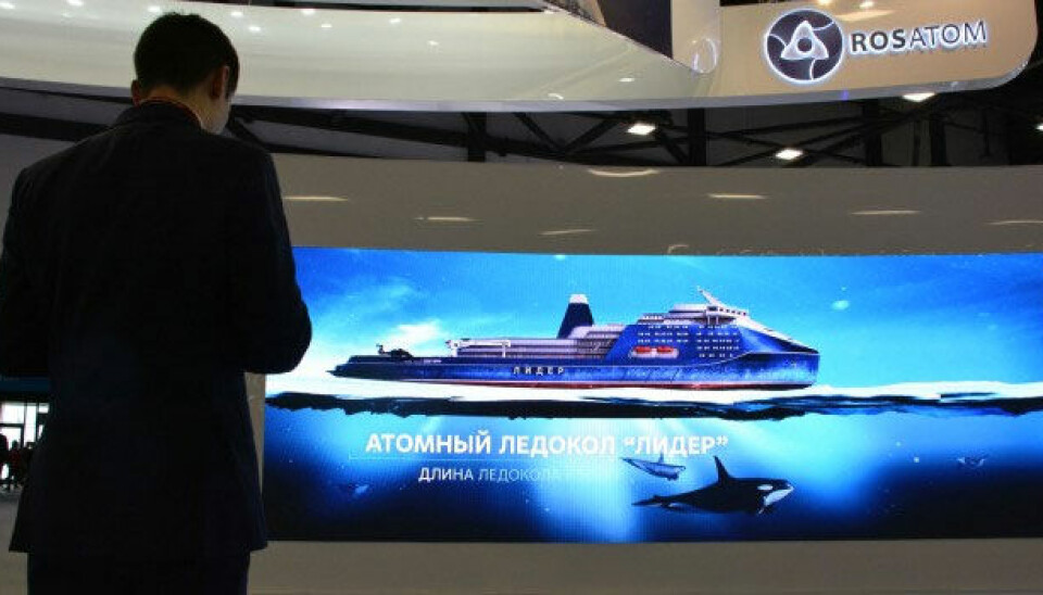 The Rossiya, Russia’s first Lider class icebreaker, will have a power of 120 MW and be able to open large lanes for convoys even in thick sea-ice. Photo: Atle Staalesen