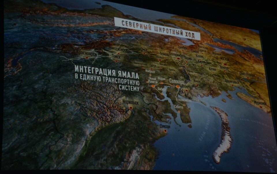 The Northern Latitudinal Passage project. Photo of presentation by Atle Staalesen