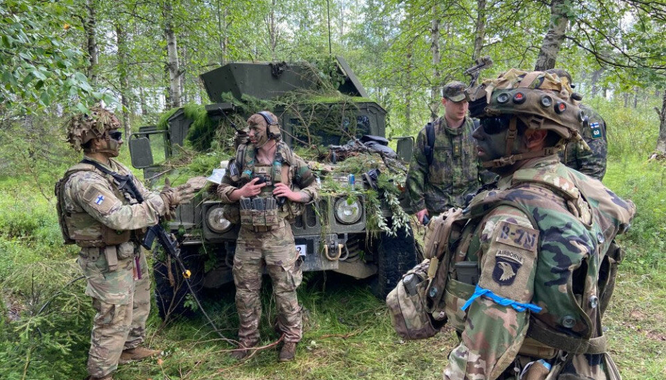 Finnish and American soldiers train together in Lapland. Photo: Thomas Nilsen