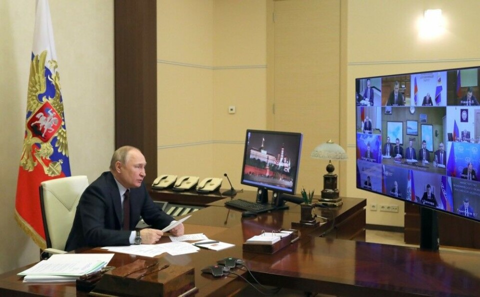 Vladimir Putin on Wednesday held a video meeting with key stakeholders on the development of Russia’s Arctic regions. Photo: Kremlin