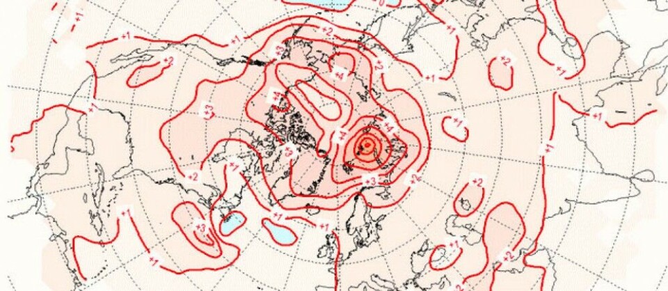 Средняя температура воздуха в Арктике в 2016 году (Meteoinfo.ru)