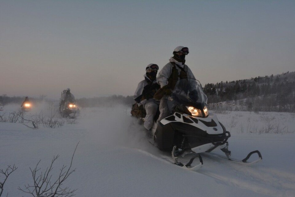 Border guards with new snowmobiles. Photo: Atle Staalesen