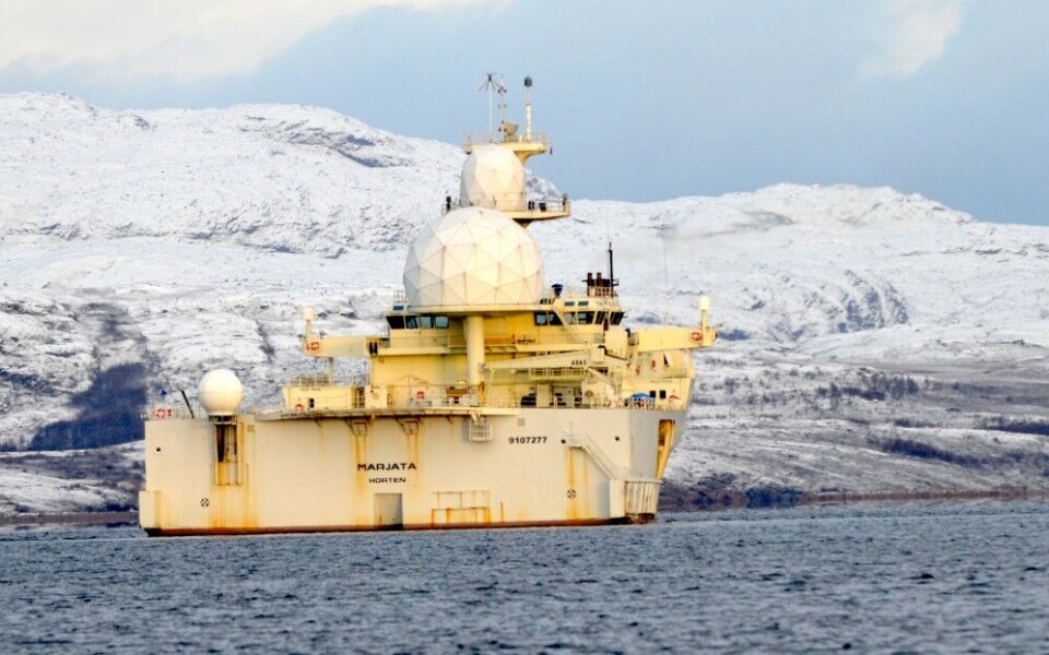 2015: “Marjata” (nowadays named “Eger”) in the fjord outside Kirkenes. Photo: Thomas Nilsen