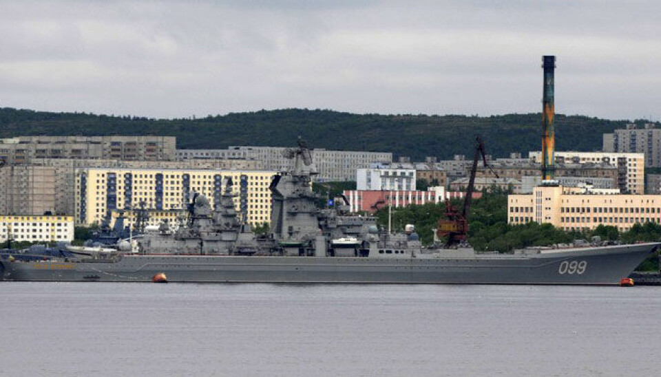Nuclear-powered battle-cruiser “Pyotr Veliky” at port in Severomorsk, the main base of Russia’s Northern Fleet. Photo: Thomas Nilsen