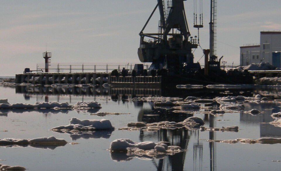 This drilling rig conducts bottom sediment tests at Indiga as thawing permafrost changes the ground. Photo courtesy of Arctic Russia portal
