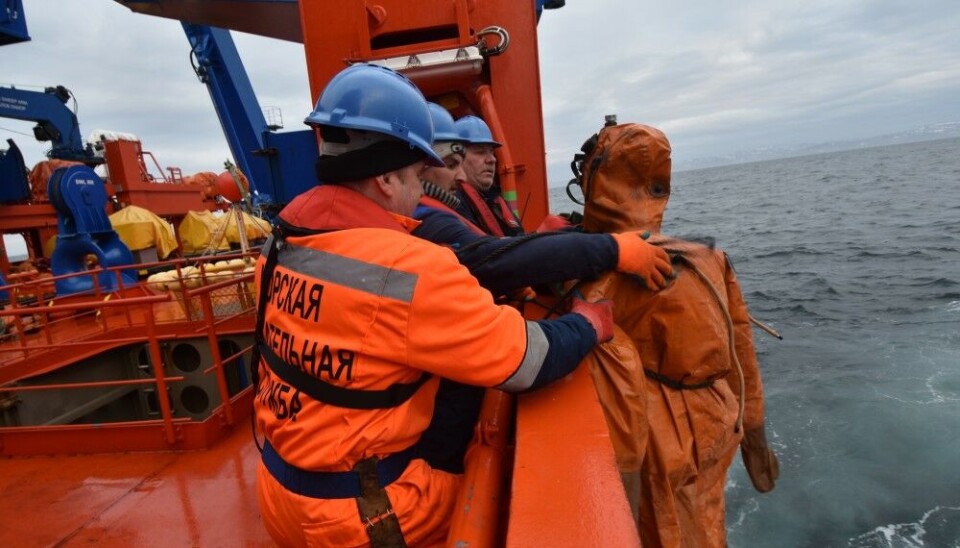 From a previous exercise in the Barents Sea onboard the Russian rescue vessel 'Murman' in the Barents Sea. Photo: Thomas Nilsen