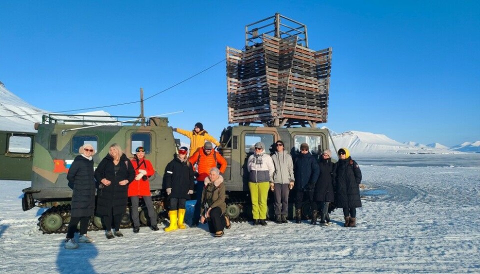 The militarish all-terrain vehicle drove to Finneset, a small peninsula to Grønfjorden, about two kilometers south of Barentsburg on April 26. Photo: Arktikugol / Vkontakte