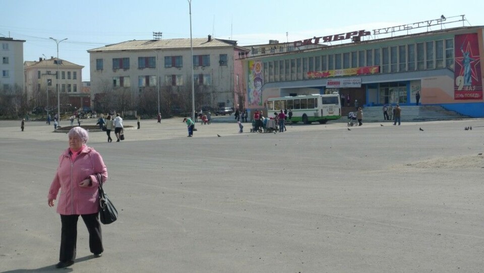 Central square in Zapolyarny, a Russian border town on the Kola Peninsula. Photo: Thomas Nilsen