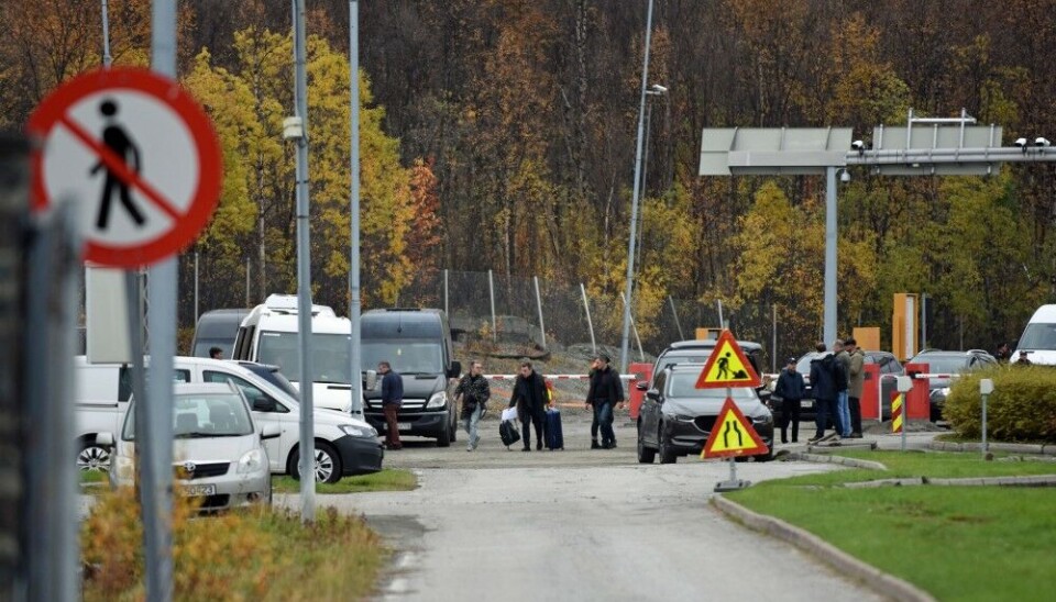 Hundreds of military-age men fleeing mobilization entered Norway at Storskog border checkpoint late September 2022. Photo: Thomas Nilsen