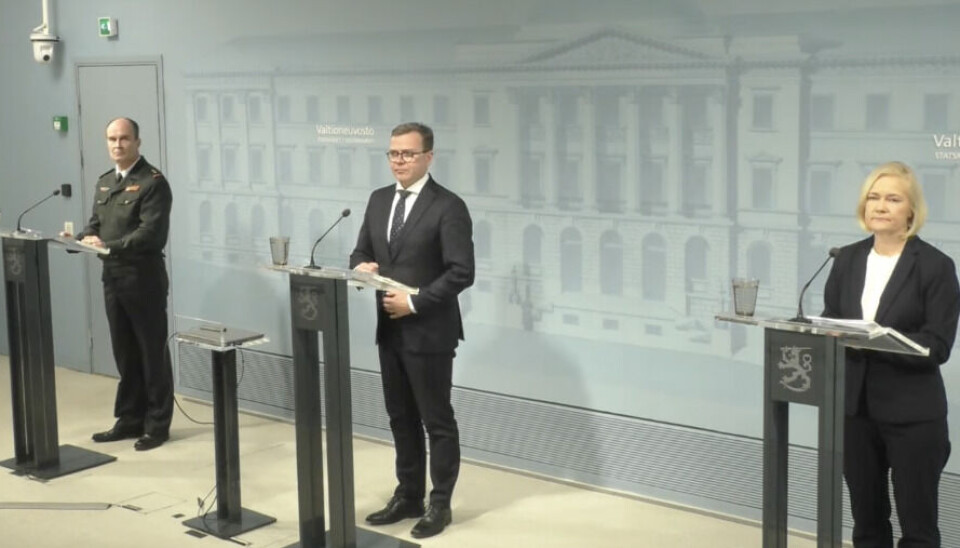The announcement came at a press conference in Helsinki. Screenshot from live broadcast.