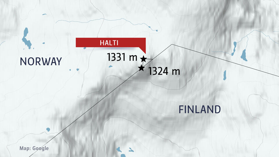 Halti mountain and Norwegian-Finnish border. Graphics by YLE
