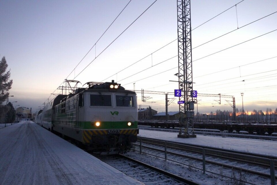Train leaving Rovaniemi, Finland. Photo: Atle Staalesen