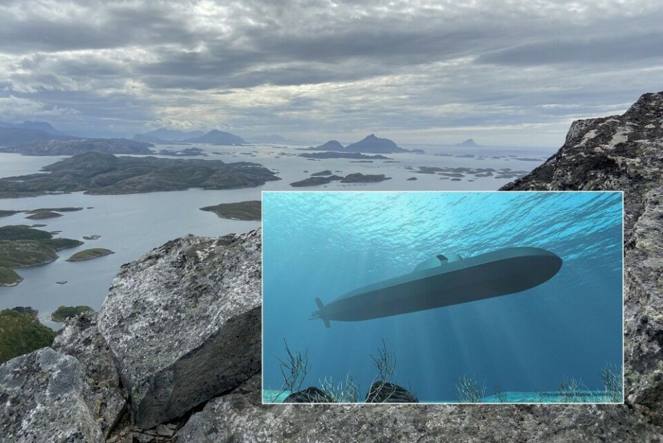 The new 212CD-class submarine is well suited for sailing inshore the coast of northern Norway. Photo: Thomas Nilsen / Illustration: HDW
