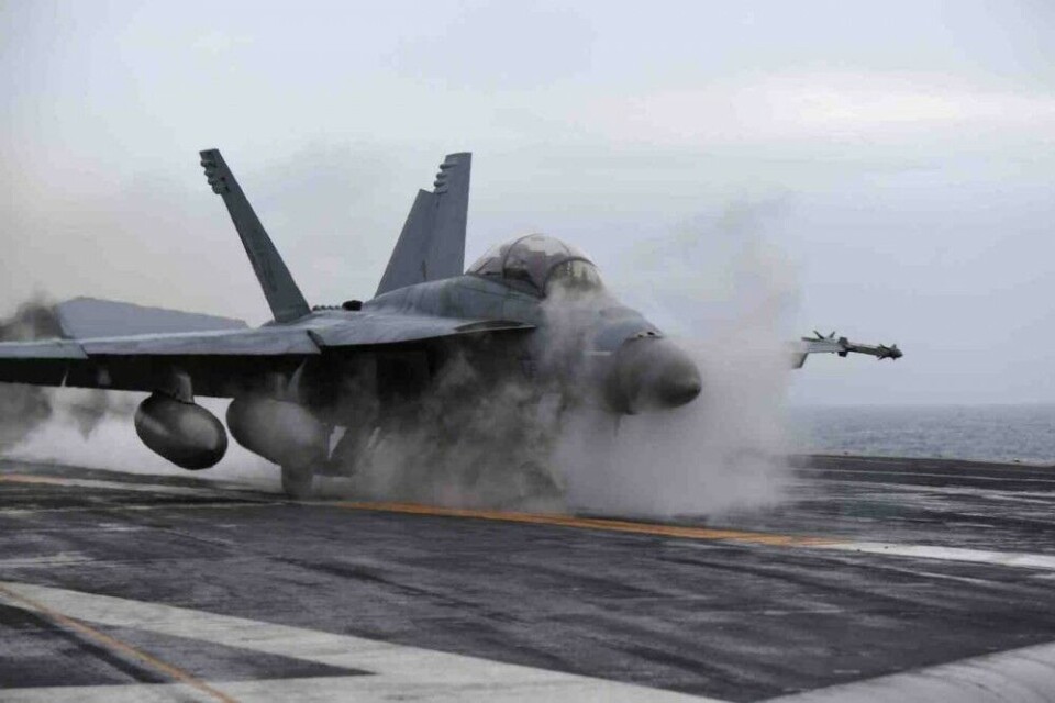A F-18 fighter jet ready for take-off from aircraft carrier USS Harry S. Truman during Trident Juncture on October 19, 2018. Photo: US Navy/Mass Comm. Specialist 2nd Class Thomas Gooley