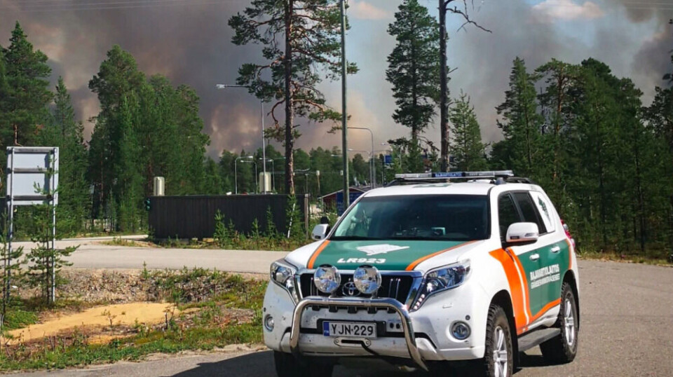 Forest fire near Raja-Jooseppi - Lotta border checkpoints. Photo: LAPIN RAJAVARTIOSTO / Lapland Border Guards