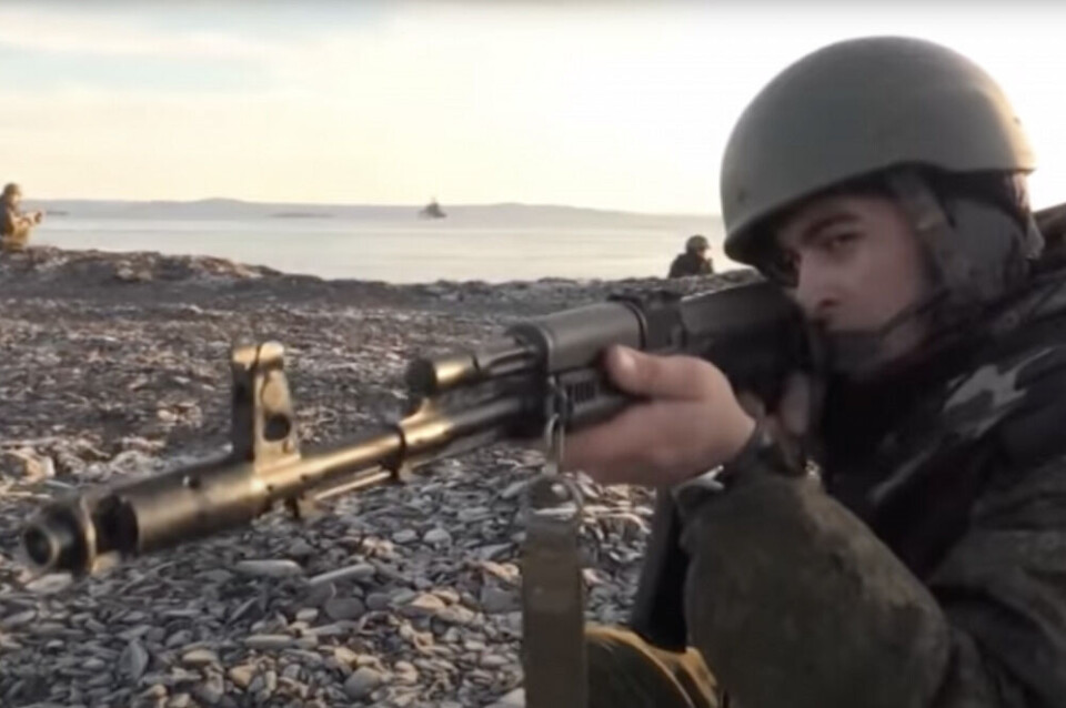 Soldiers from Russia's Northern Fleet are attacking Ukraine from the shores. This photo from a previous anti-terror drill in the Arctic. Photo from Northern Fleet video