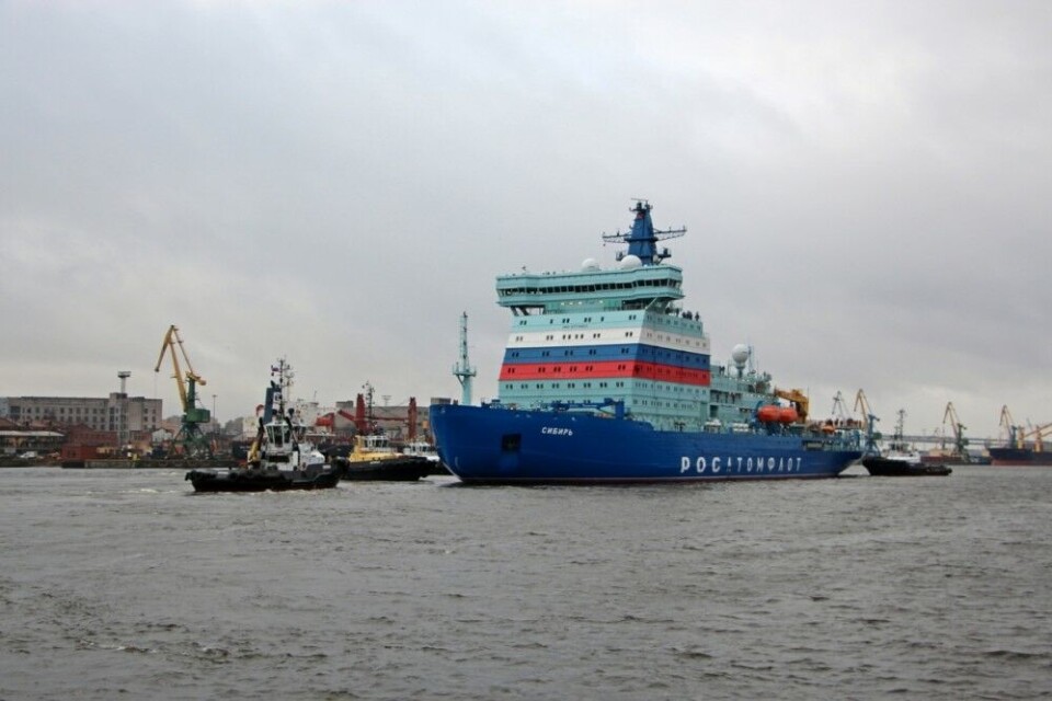 The 'Sibir' is the second in the series of five new nuclear-powered icebreakers. Over the last two weeks, the vessel has been tested in the Gulf of Finland. Photo: Baltiysky Zavod