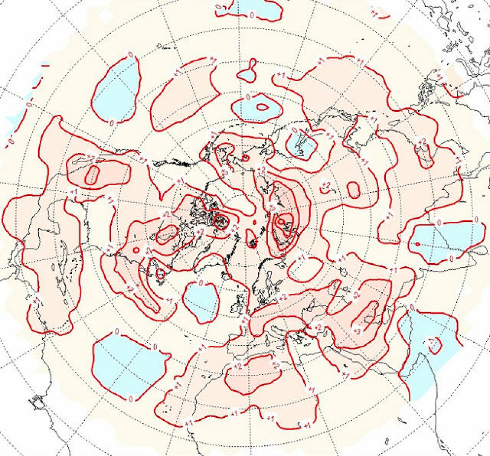 Arctic temperature deviations. Map by Roshydromet