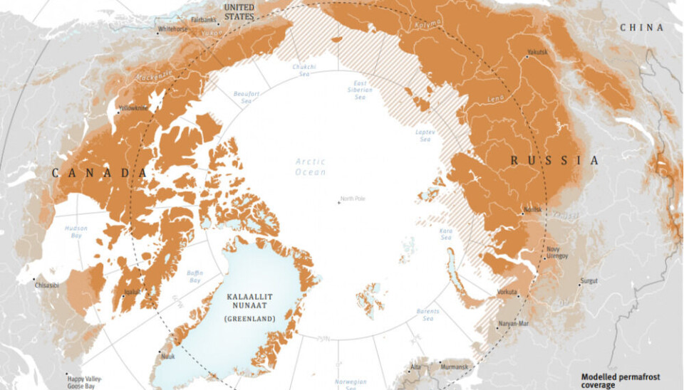 A map from the Arctic Permafrost Atlas. Sources: Overduin et al.(2019); Obu et al. (2019). By Levi Westerveld/Grid-Arendal (2023)
